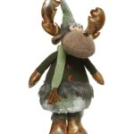 Decoratiune Deer, Decoris, 20x20x52 cm, poliester, verde inchis