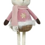 Decoratiune Deer standing Girl, Decoris, 17x14x48 cm, poliester, roz