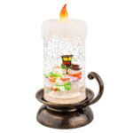 Decoratiune luminoasa Candle w snowman family, Lumineo, 10.5x14x21.5 cm, plastic, multicolor