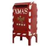 Decoratiune Mailbox, Decoris, 27x33x67 cm, metal, rosu/alb