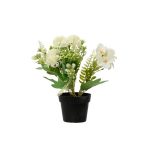 Floare artificiala in ghiveci Hydrangea, Decoris, Ø18 x 24 cm, poliester/plastic, alb