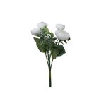Floare artificiala Ranunculus, Decoris, 12 x 4 x 23 cm, poliester, alb