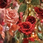 Floare decorativa Rose, Decoris, 10x22x60 cm, poliester, roz