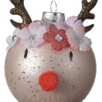 Glob Reindeer, Decoris, Ø8 cm, sticla, roz pudra