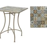 Masa pentru gradina  Toulouse Mosaic, Decoris, 58 x 58 x 72 cm, fier/ceramica, grej