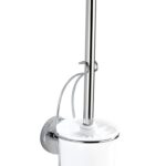 Perie de toaleta cu suport autoadeziv, Wenko, Milazzo Vacuum-Loc®, 10 x 36.5 x 12 cm, inox