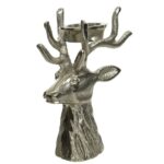 Suport pentru lumanare Deer, Decoris, 12.5x10x18 cm, aluminiu, argintiu