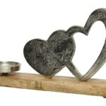 Suport pentru lumanare Heart, Decoris, 27x7x17 cm, aluminiu