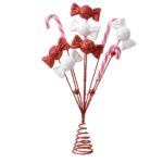 Varf decorativ pentru brad Candy, Decoris, 24x4x30 cm, plastic, rosu/alb