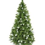 Brad de Craciun artificial verde pin cu varfuri albe 180cm suport inclus