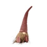 Decoratiune Gnome w hat dark pink, Decoris, 5x5x27 cm, poliester, roz
