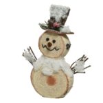 Decoratiune Snowman bark look, Decoris, 4x20x24 cm, spuma, multicolor