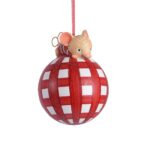 Glob Boy mouse, Decoris, Ø8 cm, sticla, rosu/alb