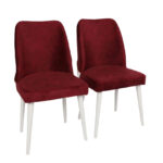 Set scaune 2 piese, Nmobb , Nova 782, Metal, Roșu Claret / Alb