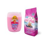 Pachet promotional Detergent de rufe pudra Yumos Professional Color, 10kg, 100 spalari + Balsam de rufe Yumos, Flower Garden, 5Litri, 50 de spalari