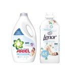 Pachet Promotional Ariel Baby Sensitive Detergent de rufe automat lichid, 40 spalari, 2 Litri + Balsam de rufe Lenor Sensitive, 1.2L, 48 spalari