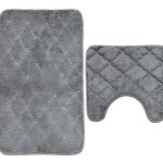 Set 2 covorase de baie , anti-derapante, material moale, design modern, model floral, 80×50 & 50x40cm, gri