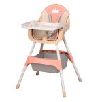 Scaun de Masa 3in1 pentru Bebelusi si Copii, Varsta 6-72 luni, Inaltime Ajustabila, Centura de Siguranta in 5 Puncte, Tavita Reglabila si Detasabila, Loc pentru Depozitare, Roz