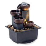 Fantana de masa decorativa, 4 Nivele, Pompa automata cu intrerupator, 19×13×15,7 cm, Negru/Maro