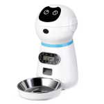 Dispenser automat de hrana pentru caini/pisici, capacitate 3.5 Litri, temporizator, functie de programare, personalizare cantitate de mancare, inregistrare vocala, sunet hranire, bol din otel inoxidabil, simplu de curatat, alb